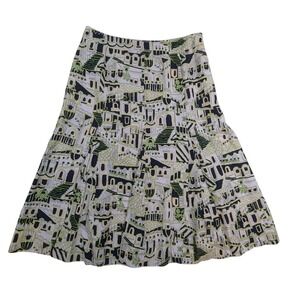 Silk Linen Midi Skirt – Women's 8‎ Architectural Print